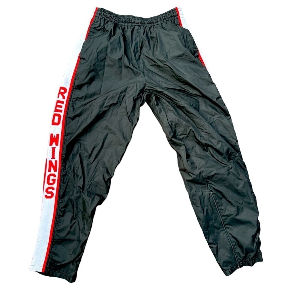 Vintage Redwings nylon windbreaker pants size Large L black with white stripe